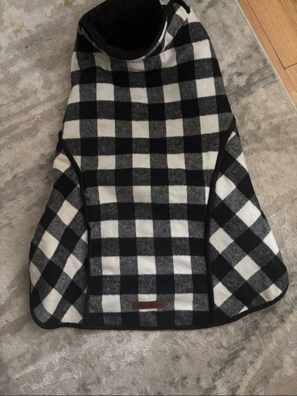 Three Eddie Bauer Black and White Buffalo Plaid Pet Fleece Lined Vests
